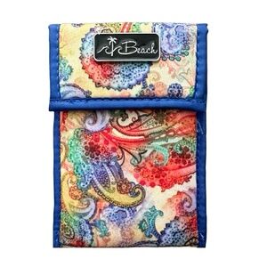 BEACH Pouch Case Bag 3 3/4”x 5 1/2” Multicolor Paisley Print